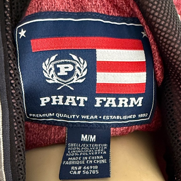 Phat Farm Men’s Medium Two-Tone Red and Black Windbreaker - Picture 2 of 4